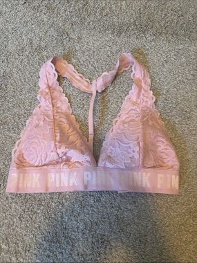 PINK Victoria's Secret Light Pink Lace Racerback Bralette